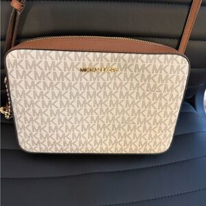 Michael Kors Beige and Brown Crossbody Bag